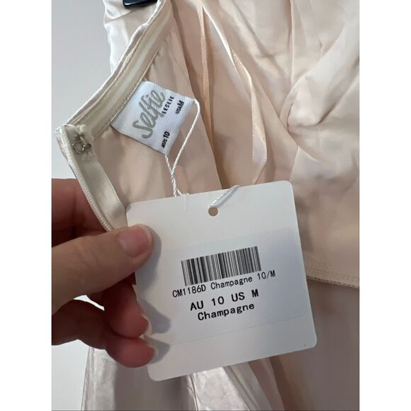 NWT Selfie Leslie Cowl Bust Strapless Midi Dress Champagne - Picture 7 of 7